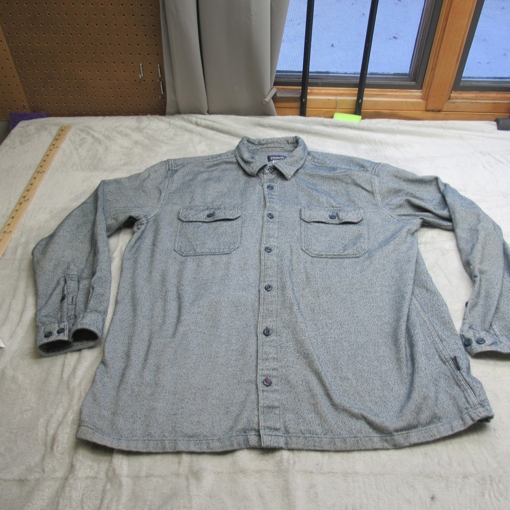 Patagonia Shirt Mens XXL Blue Organic‎ Cotton Pockets Long-Sleeved Fjord Flannel
